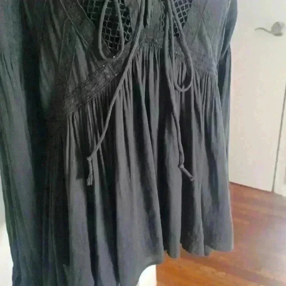 Free People Pebbled Don't Let Go Peasant Top S